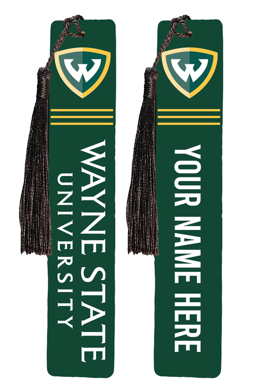 Wayne State Personalized Wooden Bookmark with Tassel – Officially Licensed Collegiate Product Full Color
