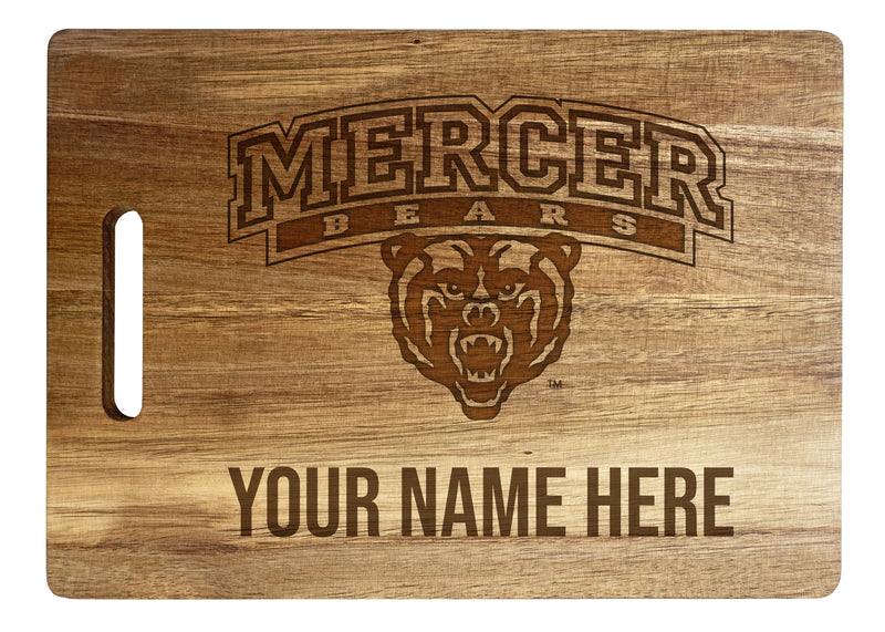 Mercer University Customizable Engraved Wooden Cutting Board 10" x 14" Acacia Wood Officially Licensed Collegiate Product Large Engraving