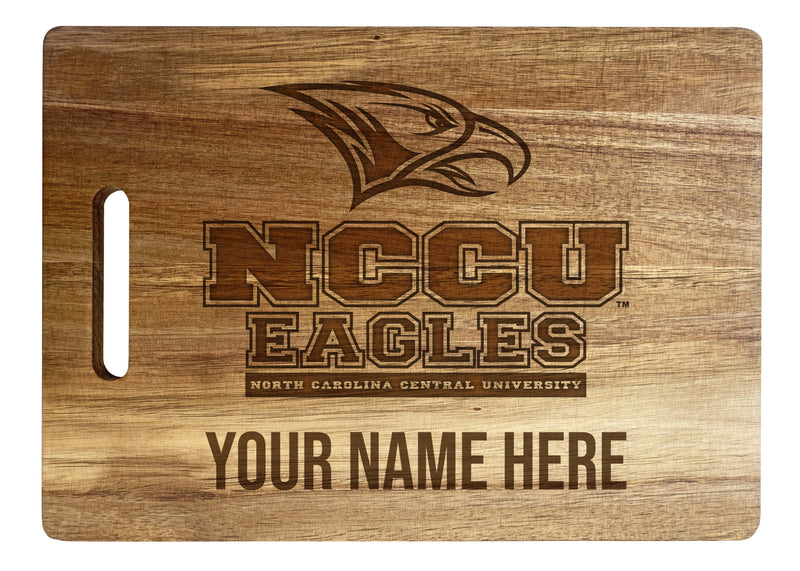North Carolina Central Eagles Customizable Engraved Wooden Cutting Board 10" x 14" Acacia Wood Officially Licensed Collegiate Product Large Engraving