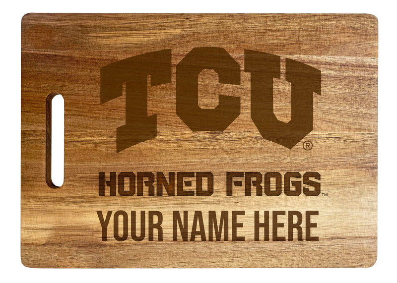 Texas Christian University Custom-Engraved Acacia Wood Cutting Board - Personalized 10 x 14-Inch