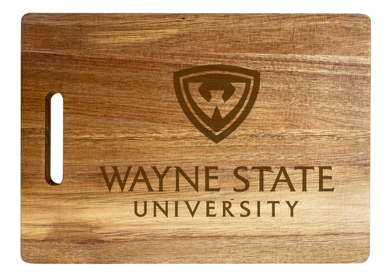 Wayne State Engraved Wooden Cutting Board 10" x 14" Acacia Wood - Large Engraving Officially Licensed Collegiate Product