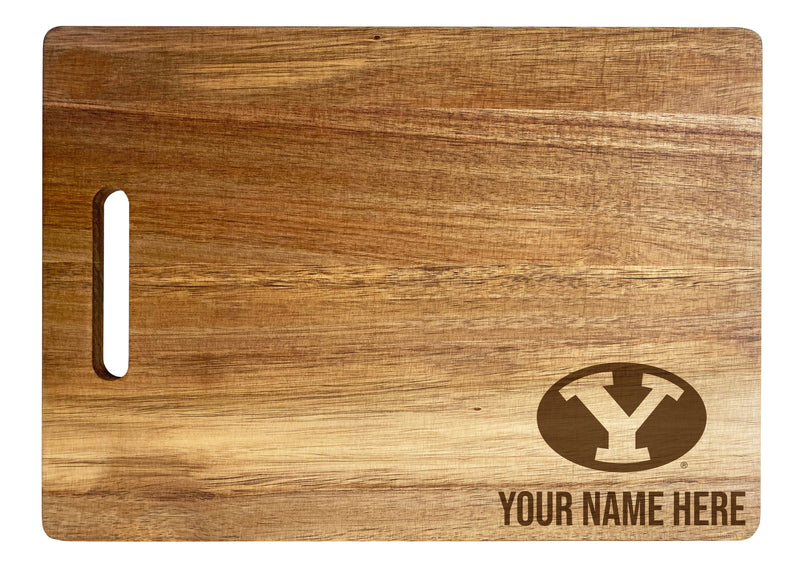 Brigham Young Cougars Customizable Engraved Wooden Cutting Board 10" x 14" Acacia Wood Officially Licensed Collegiate Product Small Engraving