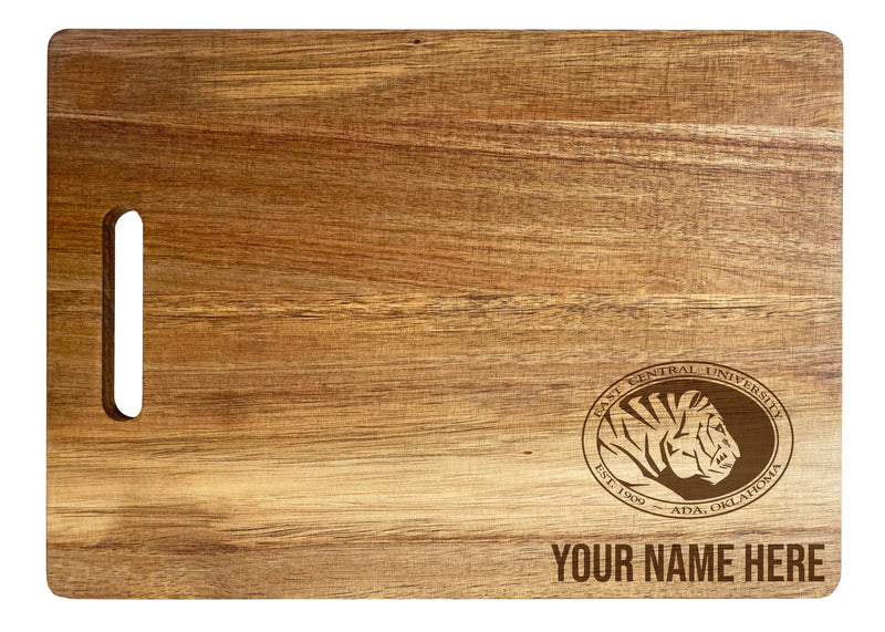 East Central University Tigers Customizable Engraved Wooden Cutting Board 10" x 14" Acacia Wood Officially Licensed Collegiate Product Small Engraving