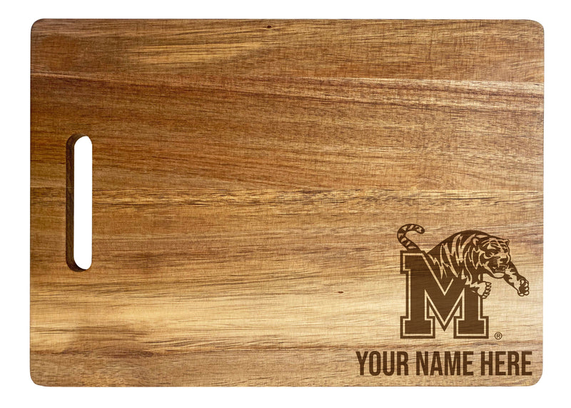 Memphis Tigers Customizable Engraved Wooden Cutting Board 10" x 14" Acacia Wood Officially Licensed Collegiate Product Small Engraving