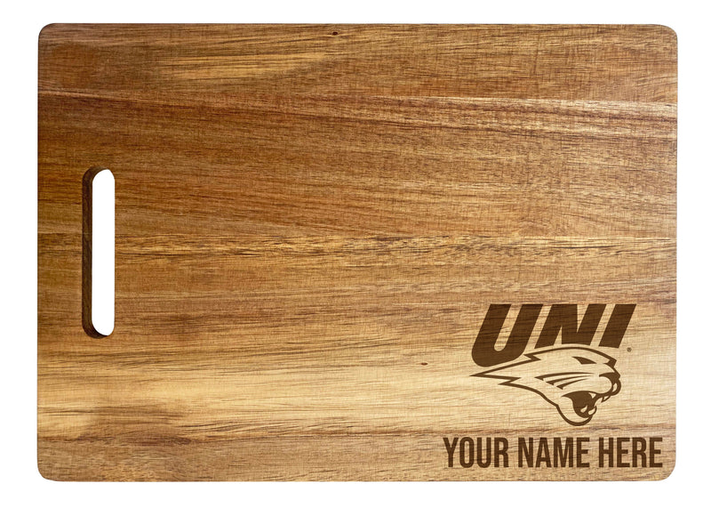 Northern Iowa Panthers Customizable Engraved Wooden Cutting Board 10" x 14" Acacia Wood Officially Licensed Collegiate Product Small Engraving