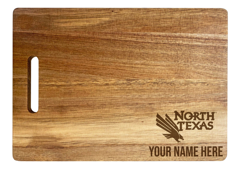 North Texas Customizable Engraved Wooden Cutting Board 10" x 14" Acacia Wood Officially Licensed Collegiate Product Small Engraving