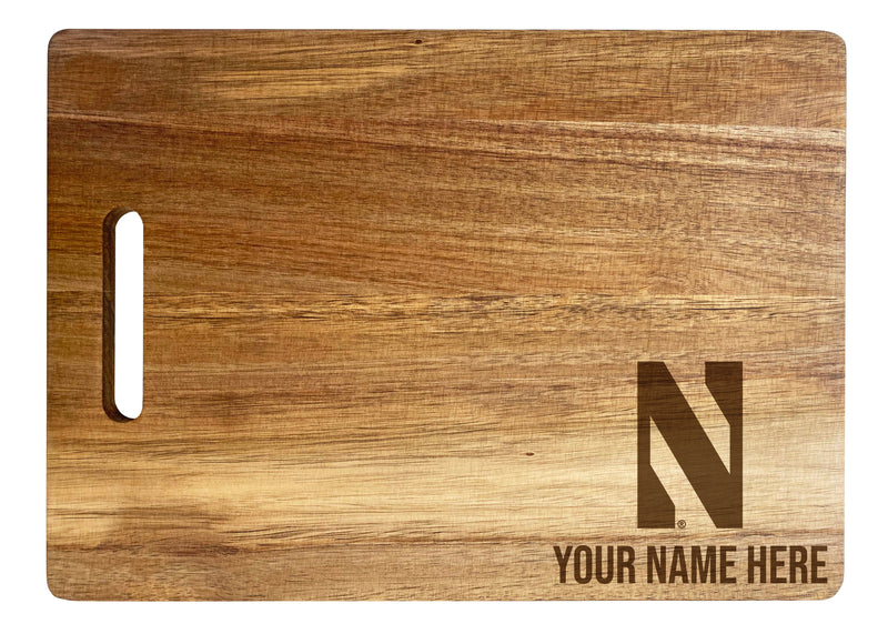 Northwestern University Wildcats Customizable Engraved Wooden Cutting Board 10" x 14" Acacia Wood Officially Licensed Collegiate Product Small Engraving