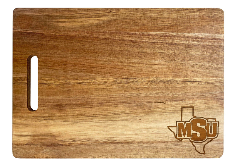 Midwestern State University Mustangs Classic Acacia Wood Cutting Board - Small Corner Logo