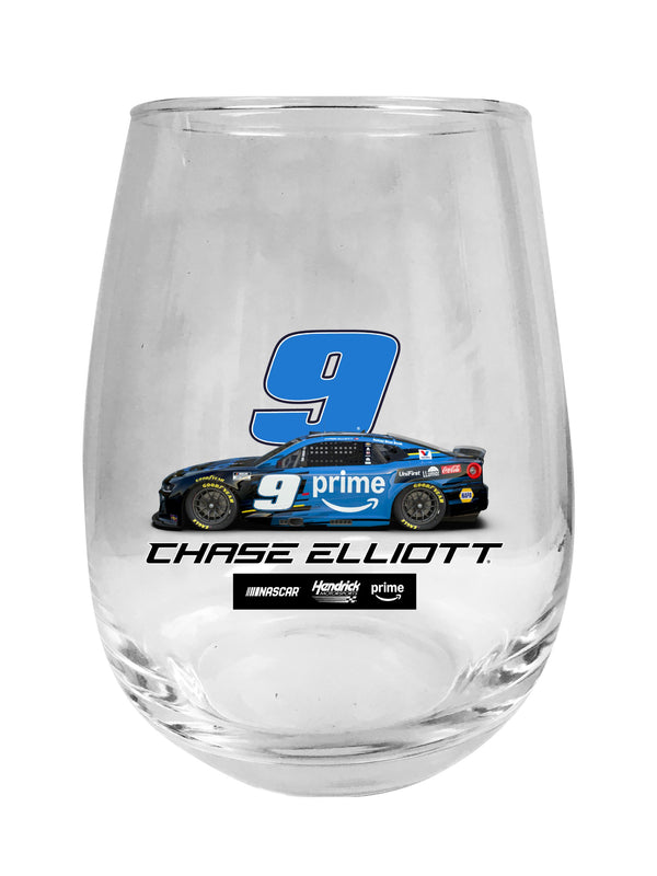 Chase Elliott #9 Nascar Offic. Licensed 15 oz Stemless Wine Glass