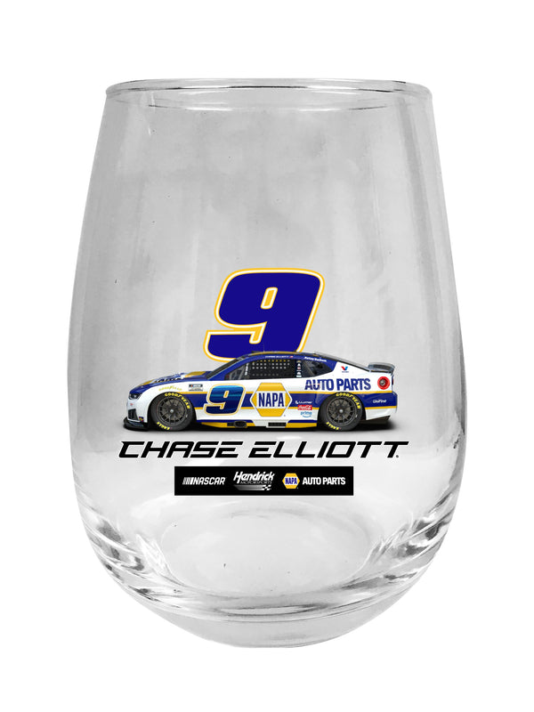 Chase Elliott - NAPA #9 Nascar Offic. Licensed 15 oz Stemless Wine Glass