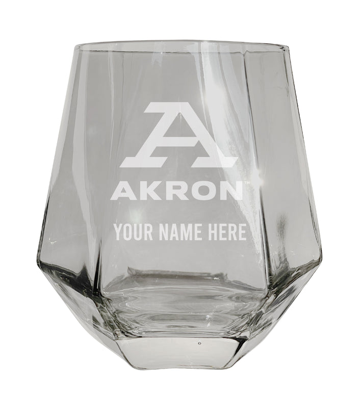 Akron Zips Customizable Stemless Diamond Wine Glass Engraved 10 oz Officially Licensed Collegiate Product 2-Pack