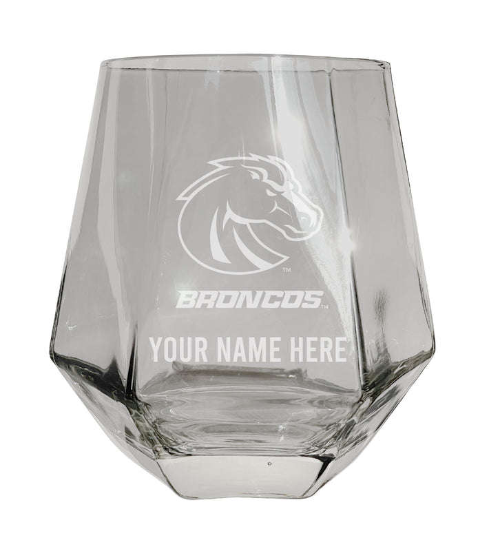 Boise State Broncos Customizable Stemless Diamond Wine Glass Engraved 10 oz Officially Licensed Collegiate Product Single Unit