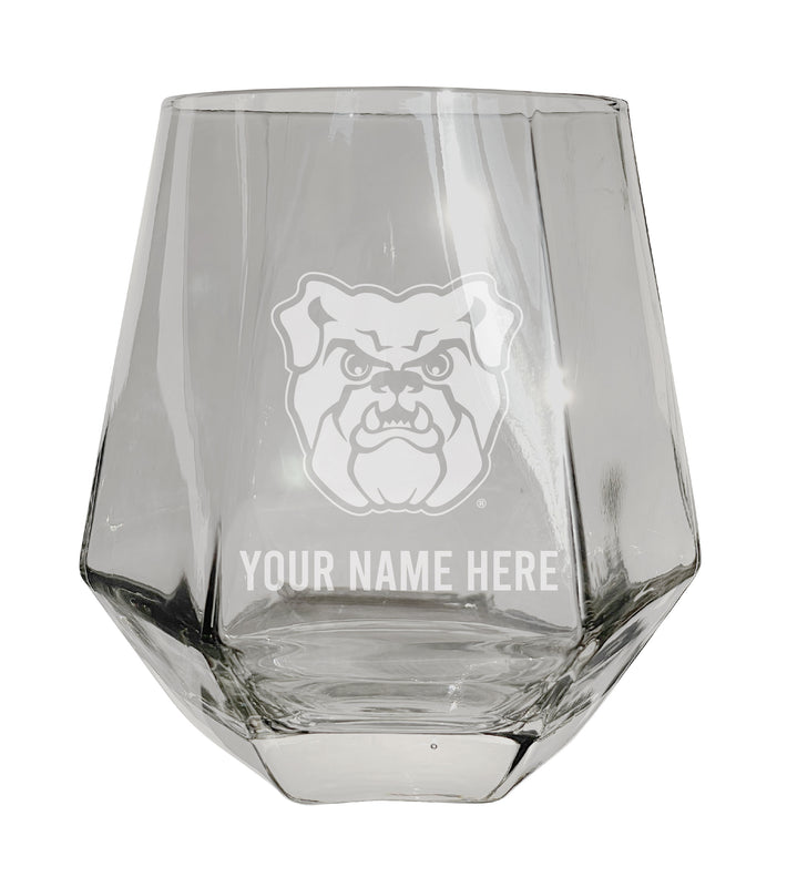 Butler Bulldogs Customizable Stemless Diamond Wine Glass Engraved 10 oz Officially Licensed Collegiate Product Single Unit