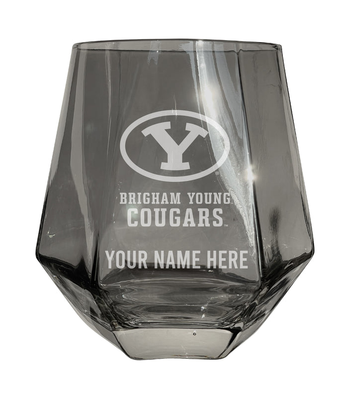 Brigham Young Cougars Customizable Stemless Diamond Wine Glass Engraved 10 oz Officially Licensed Collegiate Product Single Unit