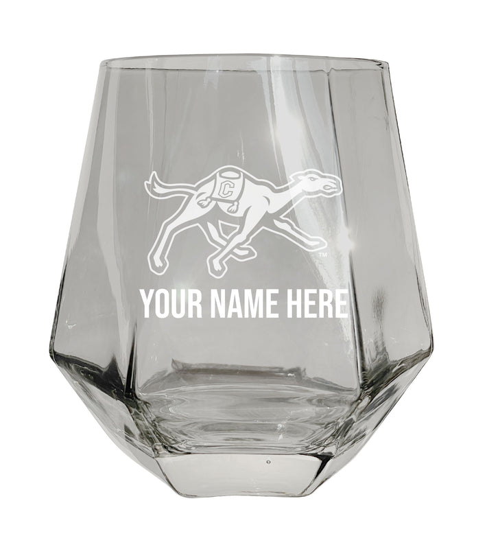 Campbell University Fighting Camels 10 oz Etched Diamond Wine Glass - Customizable Engraving