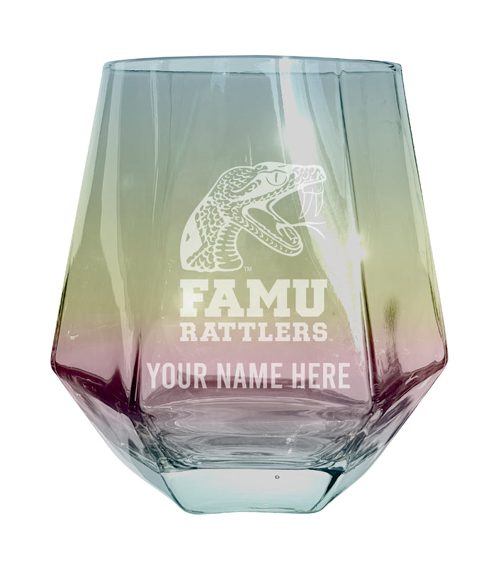 Florida A&M Rattlers Customizable Stemless Diamond Wine Glass Engraved 10 oz Officially Licensed Collegiate Product Single Unit