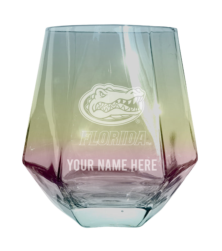 Florida Gators Customizable Stemless Diamond Wine Glass Engraved 10 oz Officially Licensed Collegiate Product 2-Pack