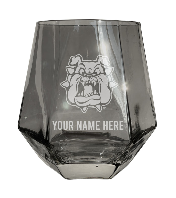 Fresno State Bulldogs Customizable Stemless Diamond Wine Glass Engraved 10 oz Officially Licensed Collegiate Product Single Unit