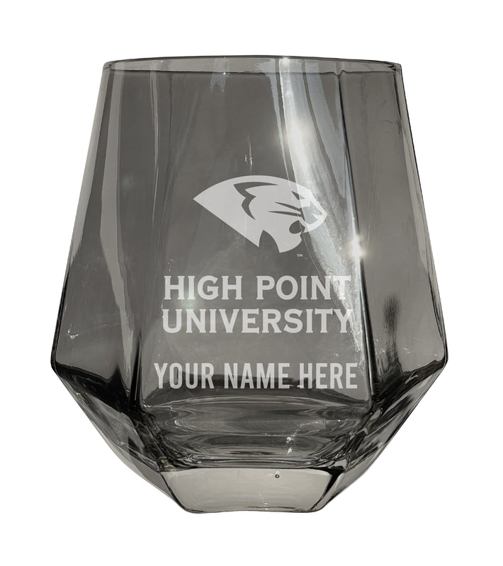 High Point University Customizable Stemless Diamond Wine Glass Engraved 10 oz Officially Licensed Collegiate Product 2-Pack