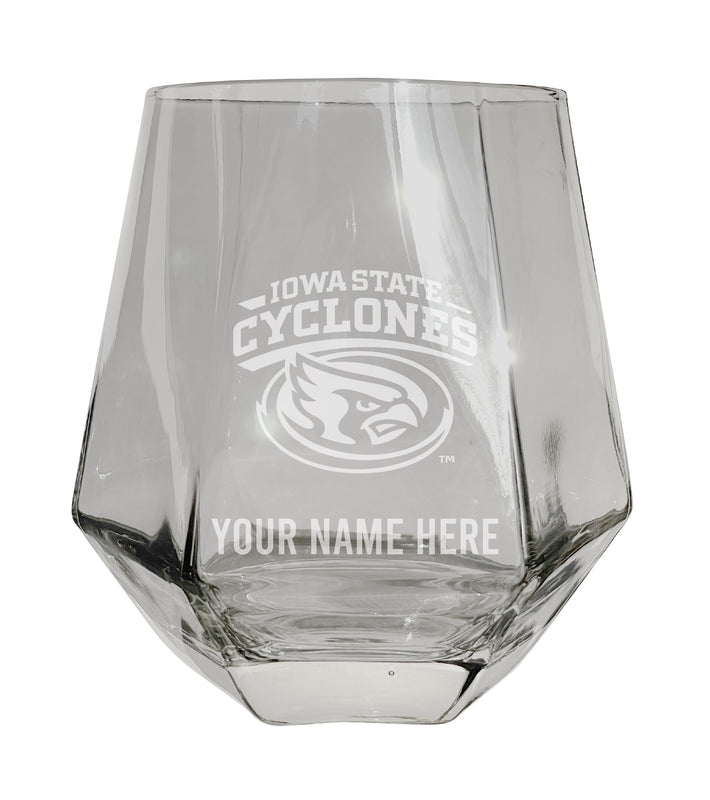 Iowa State Cyclones Customizable Stemless Diamond Wine Glass Engraved 10 oz Officially Licensed Collegiate Product Single Unit