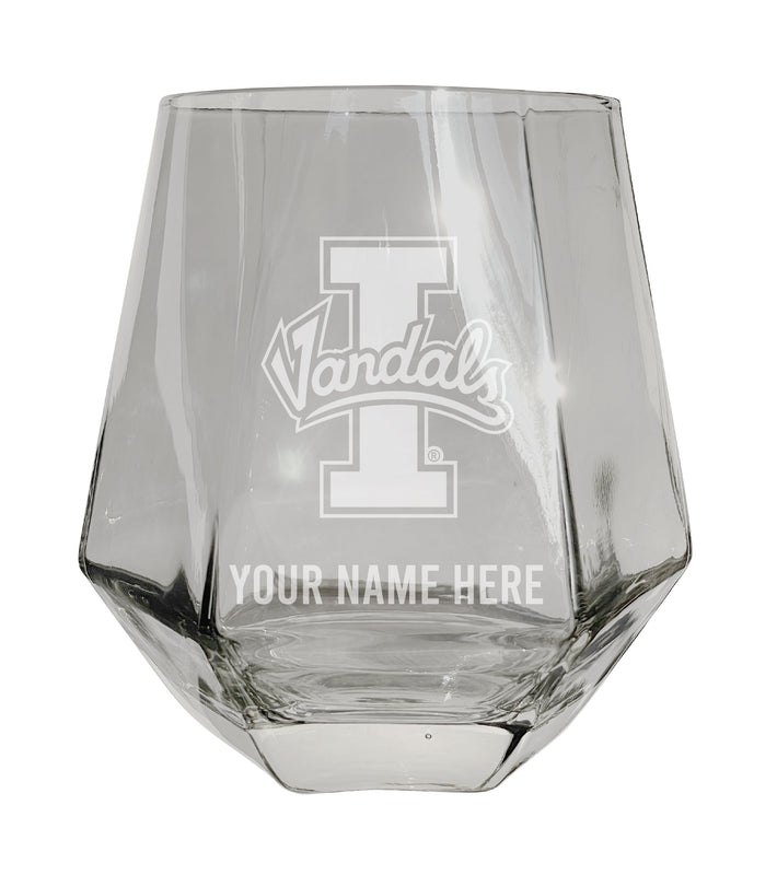 Idaho Vandals Customizable Stemless Diamond Wine Glass Engraved 10 oz Officially Licensed Collegiate Product 2-Pack