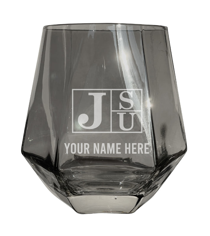 Jackson State University Customizable Stemless Diamond Wine Glass Engraved 10 oz Officially Licensed Collegiate Product 2-Pack