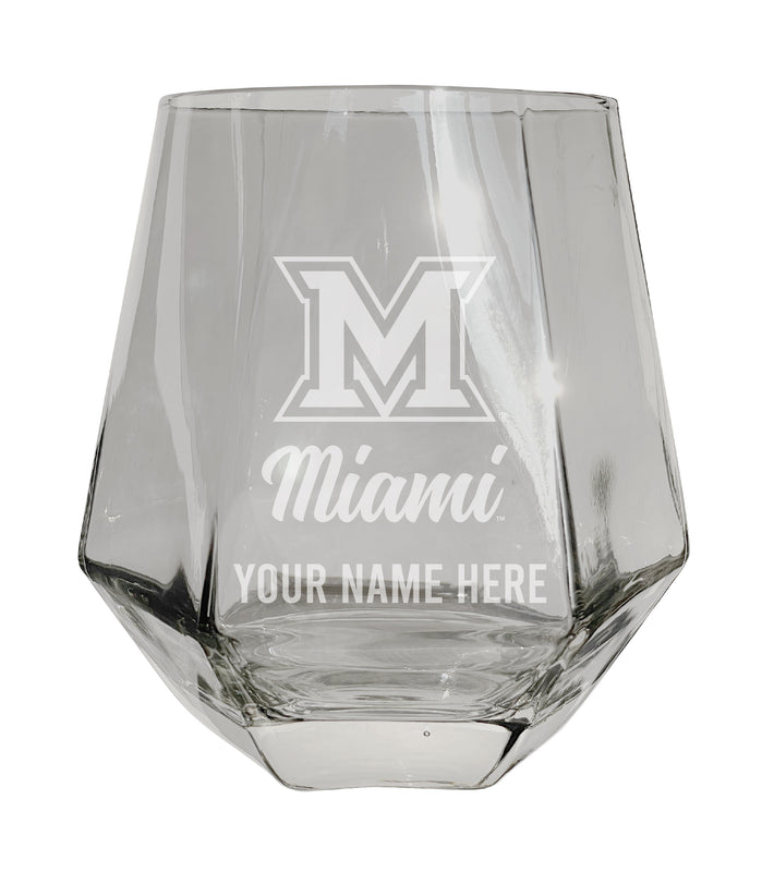 Miami University of Ohio Customizable Stemless Diamond Wine Glass Engraved 10 oz Officially Licensed Collegiate Product 2-Pack