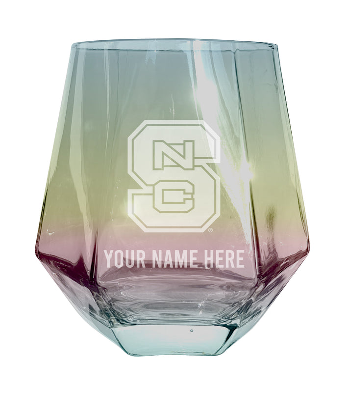 NC State Wolfpack Customizable Stemless Diamond Wine Glass Engraved 10 oz Officially Licensed Collegiate Product 2-Pack