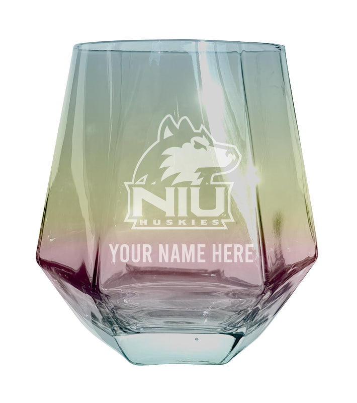 Northern Illinois Huskies Customizable Stemless Diamond Wine Glass Engraved 10 oz Officially Licensed Collegiate Product Single Unit