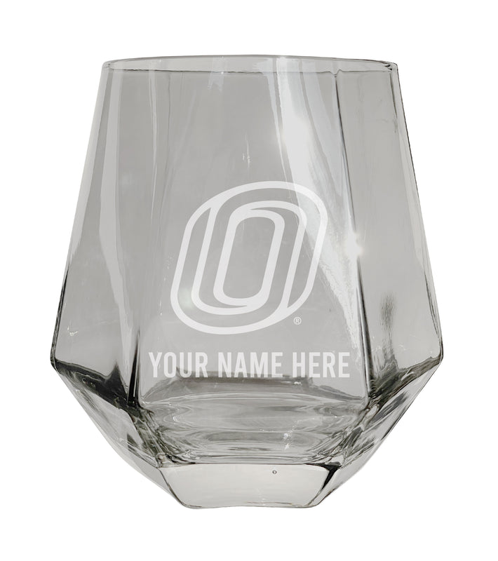 Nebraska at Omaha Customizable Stemless Diamond Wine Glass Engraved 10 oz Officially Licensed Collegiate Product Single Unit