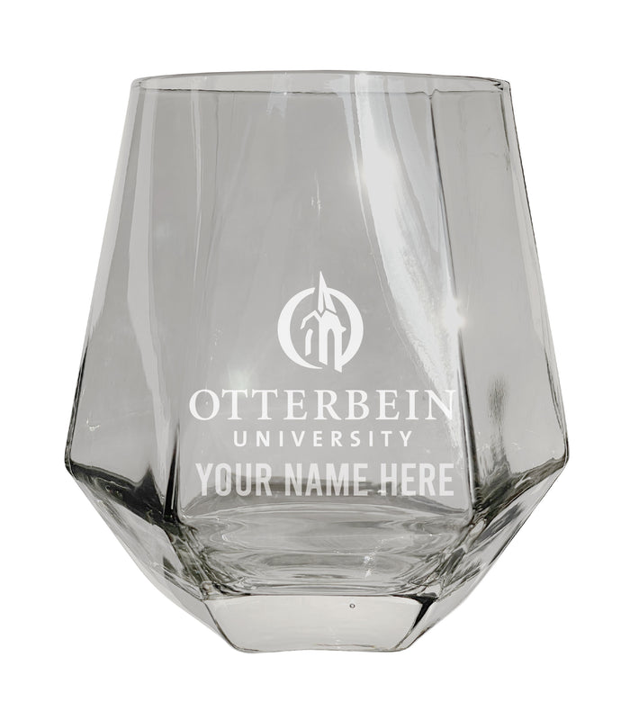 Otterbein University Customizable Stemless Diamond Wine Glass Engraved 10 oz Officially Licensed Collegiate Product Single Unit
