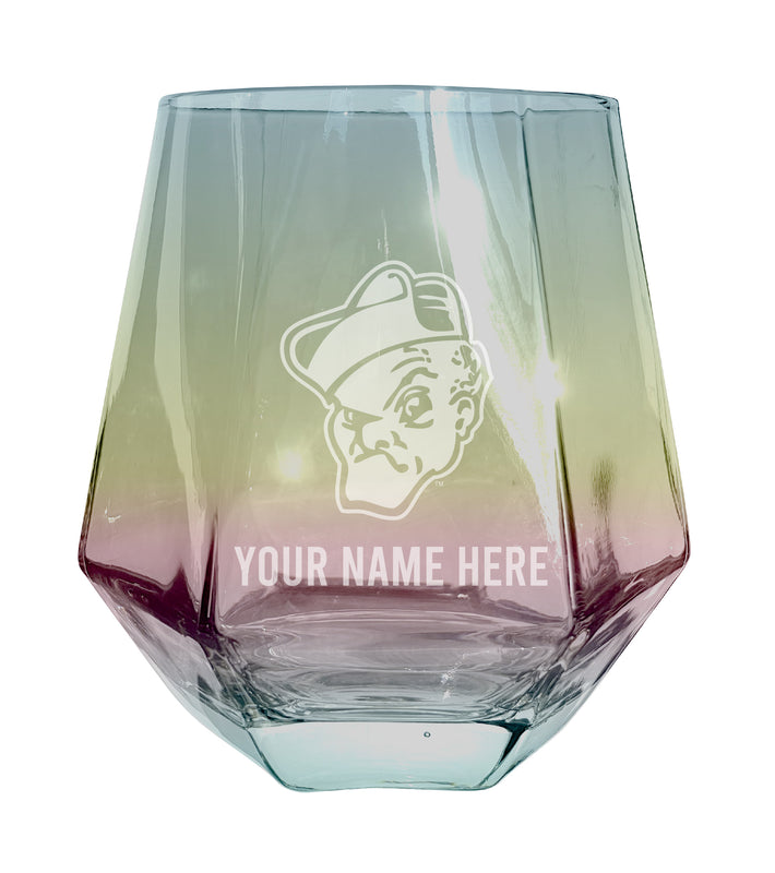 Ohio Wesleyan University Customizable Stemless Diamond Wine Glass Engraved 10 oz Officially Licensed Collegiate Product 2-Pack