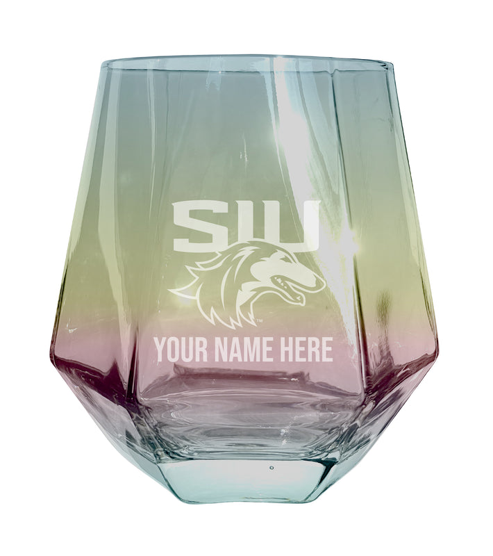Southern Illinois Salukis Customizable Stemless Diamond Wine Glass Engraved 10 oz Officially Licensed Collegiate Product
