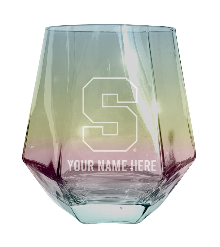 Syracuse Orange Customizable Stemless Diamond Wine Glass Engraved 10 oz Officially Licensed Collegiate Product Single Unit