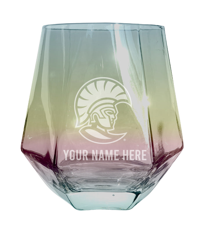 University of Tampa Spartans Customizable Stemless Diamond Wine Glass Engraved 10 oz Officially Licensed Collegiate Product Single Unit