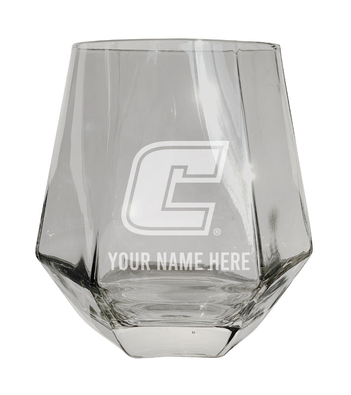 University of Tennessee at Chattanooga Customizable Stemless Diamond Wine Glass Engraved 10 oz Officially Licensed Collegiate Product Single Unit