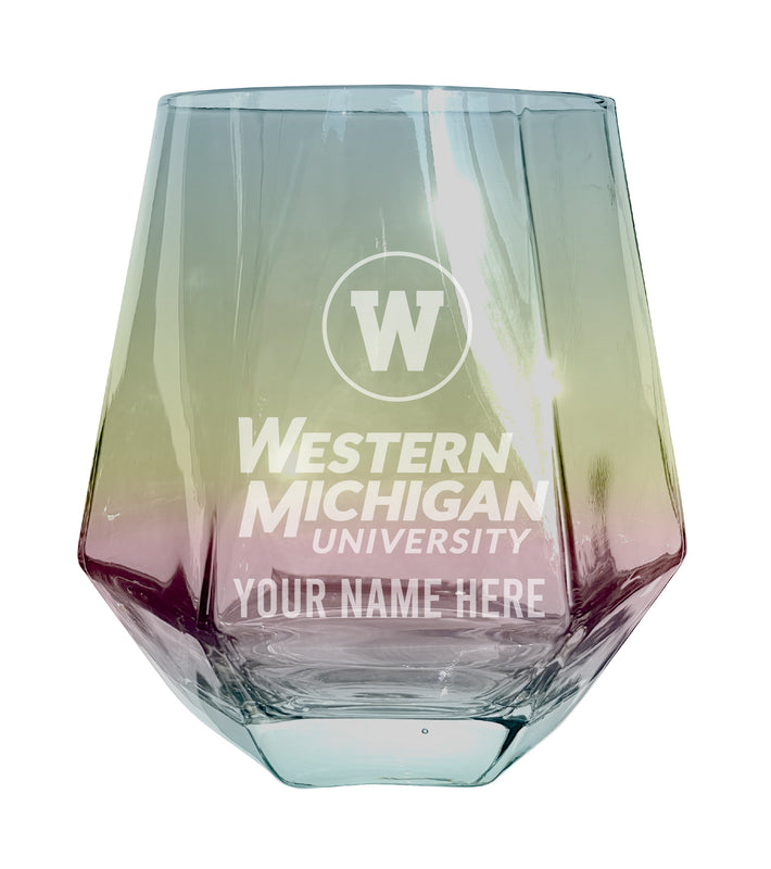 Western Michigan University Customizable Stemless Diamond Wine Glass Engraved 10 oz Officially Licensed Collegiate Product 2-Pack