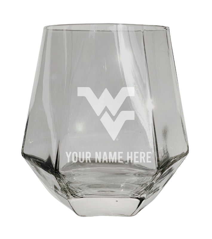 West Virginia Mountaineers Customizable Stemless Diamond Wine Glass Engraved 10 oz Officially Licensed Collegiate Product Single Unit
