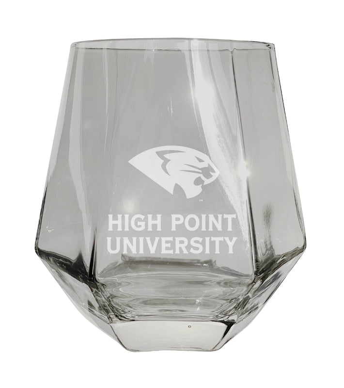 High Point University Etched Diamond Cut Stemless 10 oz Wine Glass