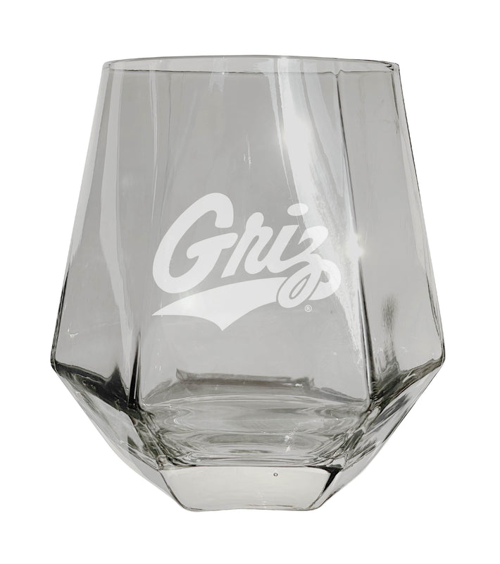 Montana University Etched Diamond Cut Stemless 10 ounce Wine Glass