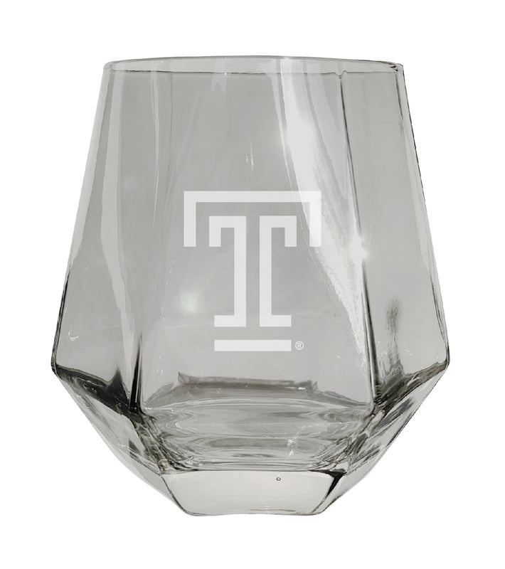 Temple University Tigers Etched Diamond Cut 10 oz Stemless Wine Glass - NCAA Licensed