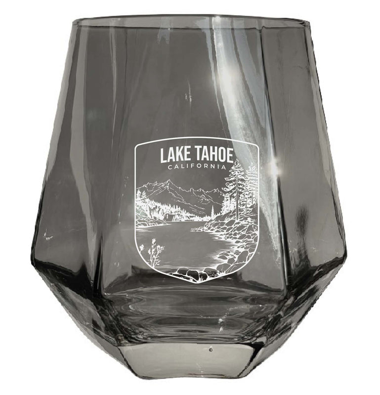 Lake Tahoe California Souvenir Stemless Diamond Wine Glass Engraved 15 oz Gray Single Unit