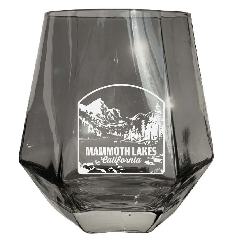 Mammoth Lakes California Souvenir Stemless Diamond Wine Glass Engraved 15 oz Gray 4-Pack