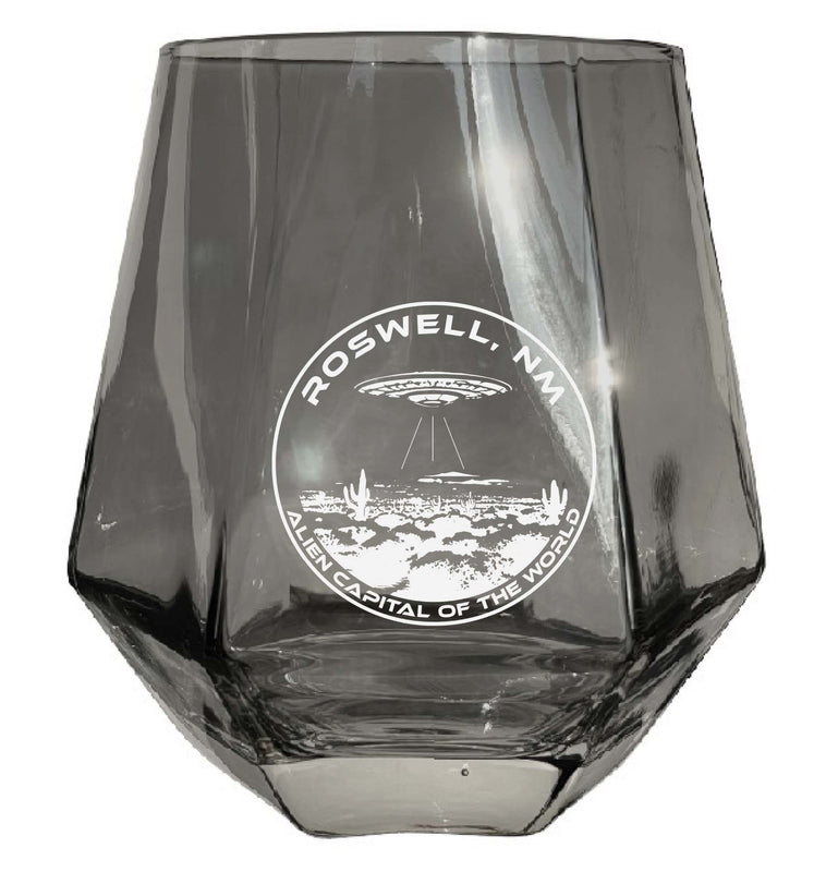 Roswell New Mexico Souvenir Stemless Diamond Wine Glass Engraved 15 oz Gray Single Unit