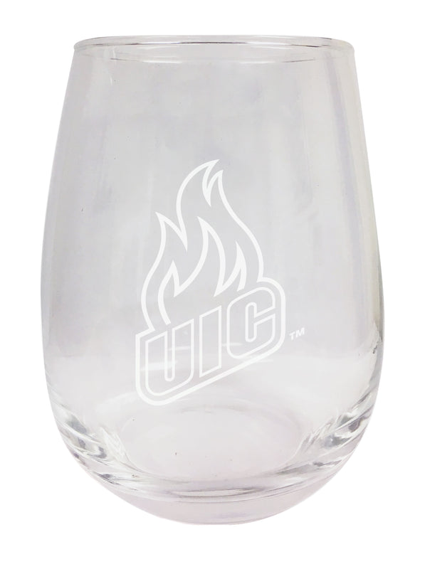 University of Illinois at Chicago NCAA 15 oz Laser-Engraved Stemless Wine Glass - Perfect for Alumni & Fans