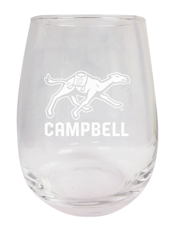 Campbell University Fighting Camels 15 oz Engraved Stemless Wine Glass Officially Licensed