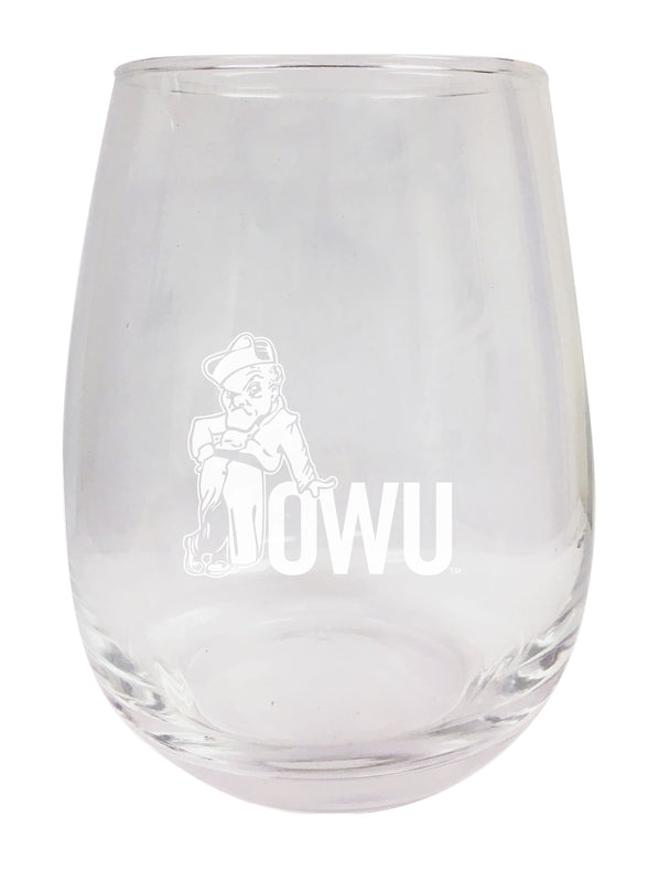 Ohio Wesleyan University NCAA 15 oz Laser-Engraved Stemless Wine Glass - Perfect for Alumni & Fans