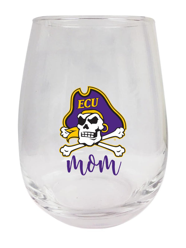 East Carolina Pirates 15 oz Stemless Wine Glass for Mom Officially Licensed
