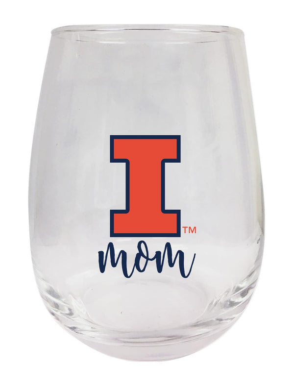 Illinois Fighting Illini 15 oz Stemless Wine Glass for Mom Officially Licensed