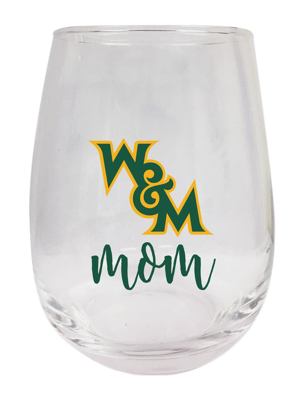 William and Mary 15 oz Stemless Wine Glass for Mom Officially Licensed